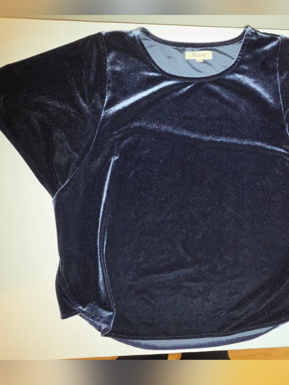 Madewell Velvet Butterfly Top - Navy Blue